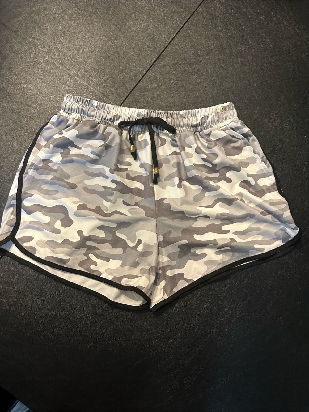 Jess Lea Women's Grey Camo Athletic Shorts with Black Trim